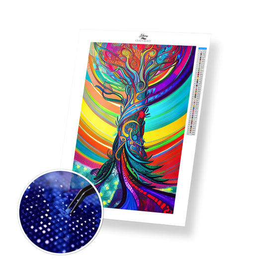 Tree with Colorful Background - Premium Diamond Painting Kit