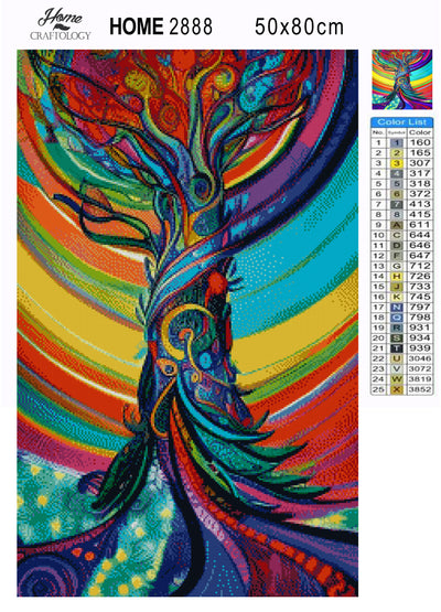Tree with Colorful Background - Premium Diamond Painting Kit