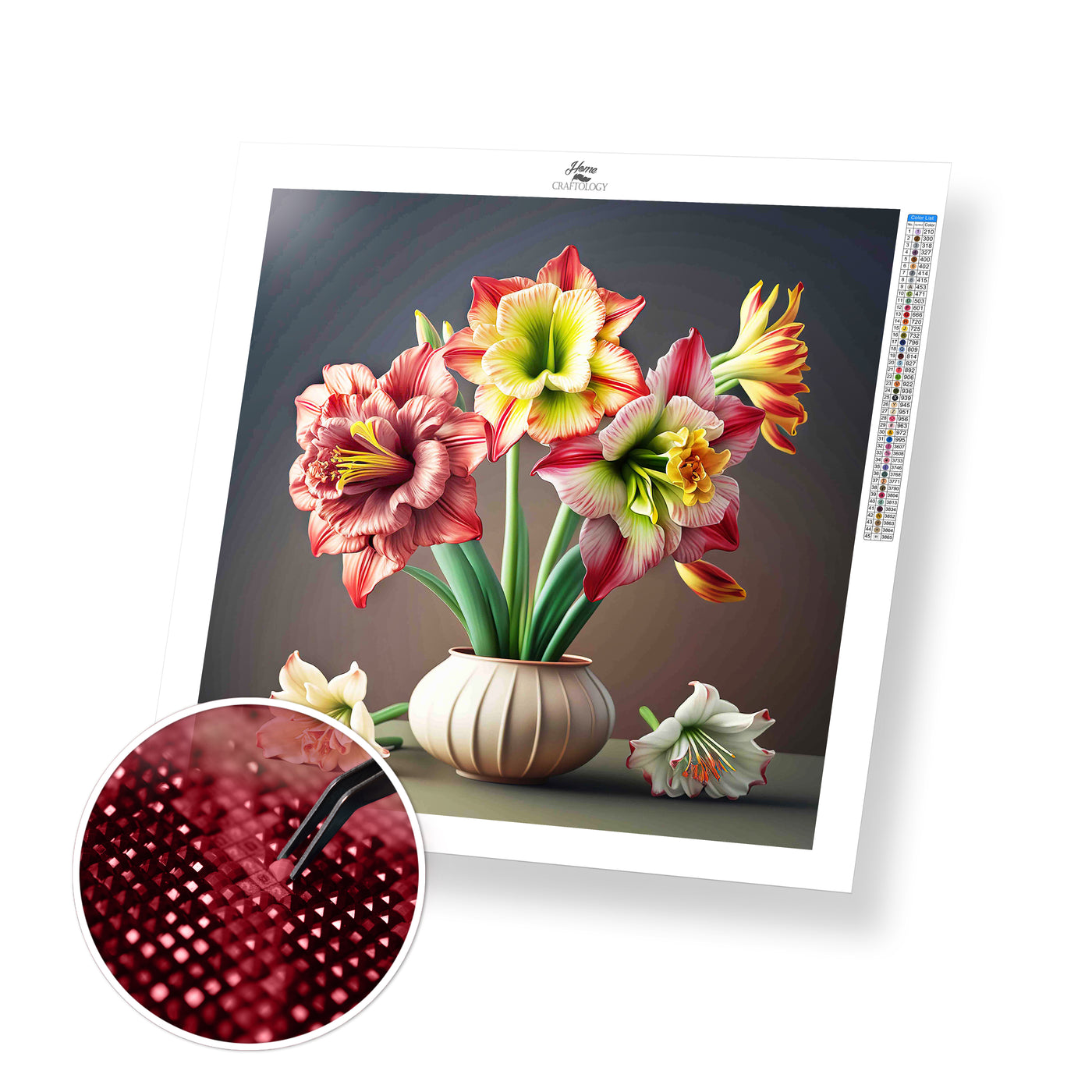 Amaryllis in a White Vase - Premium Diamond Painting Kit