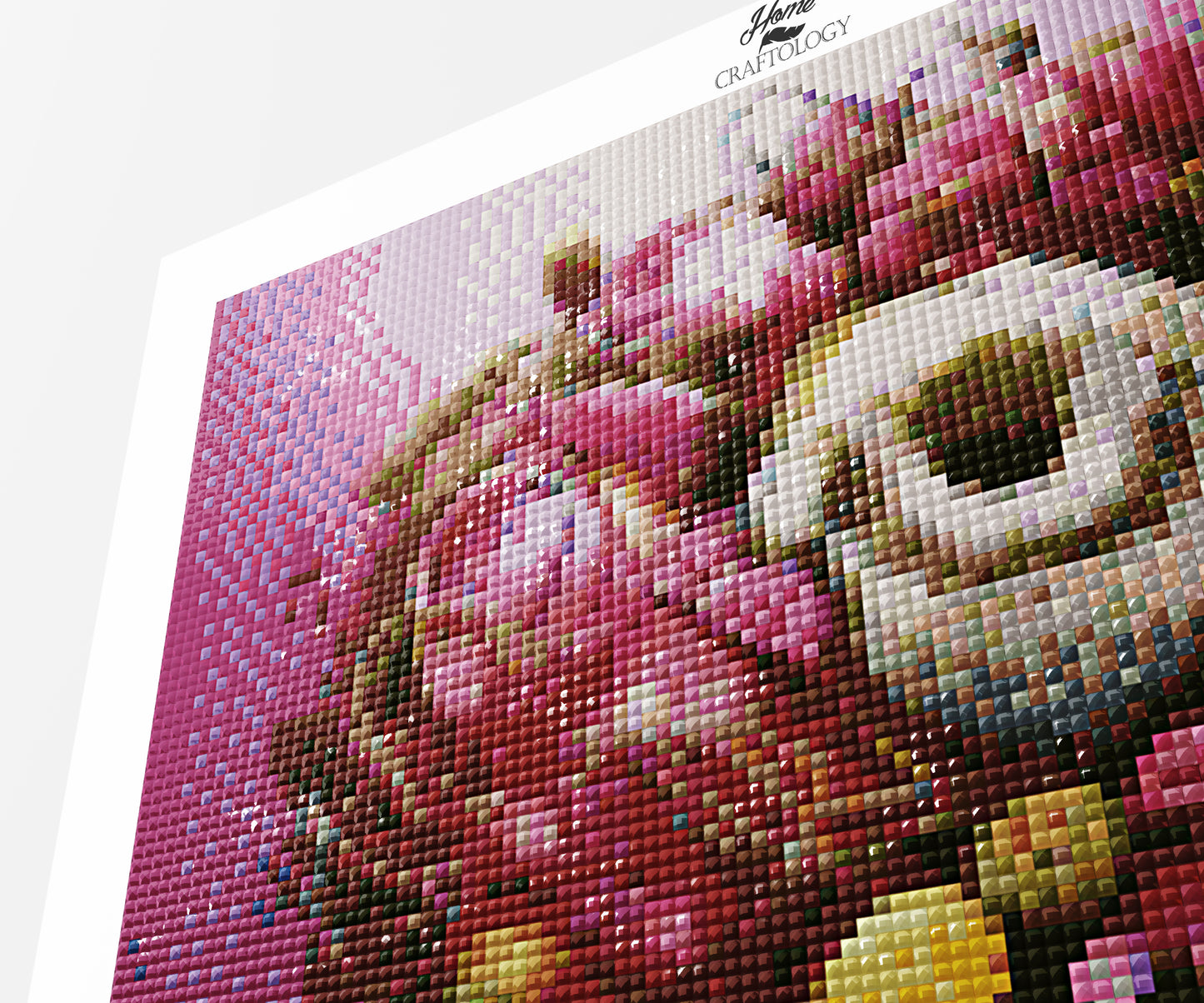 Skull with Pink Flowers - Premium Diamond Painting Kit