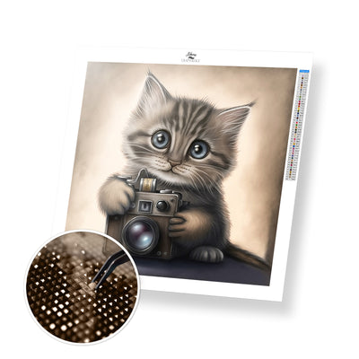 Cat with Camera - Premium Diamond Painting Kit