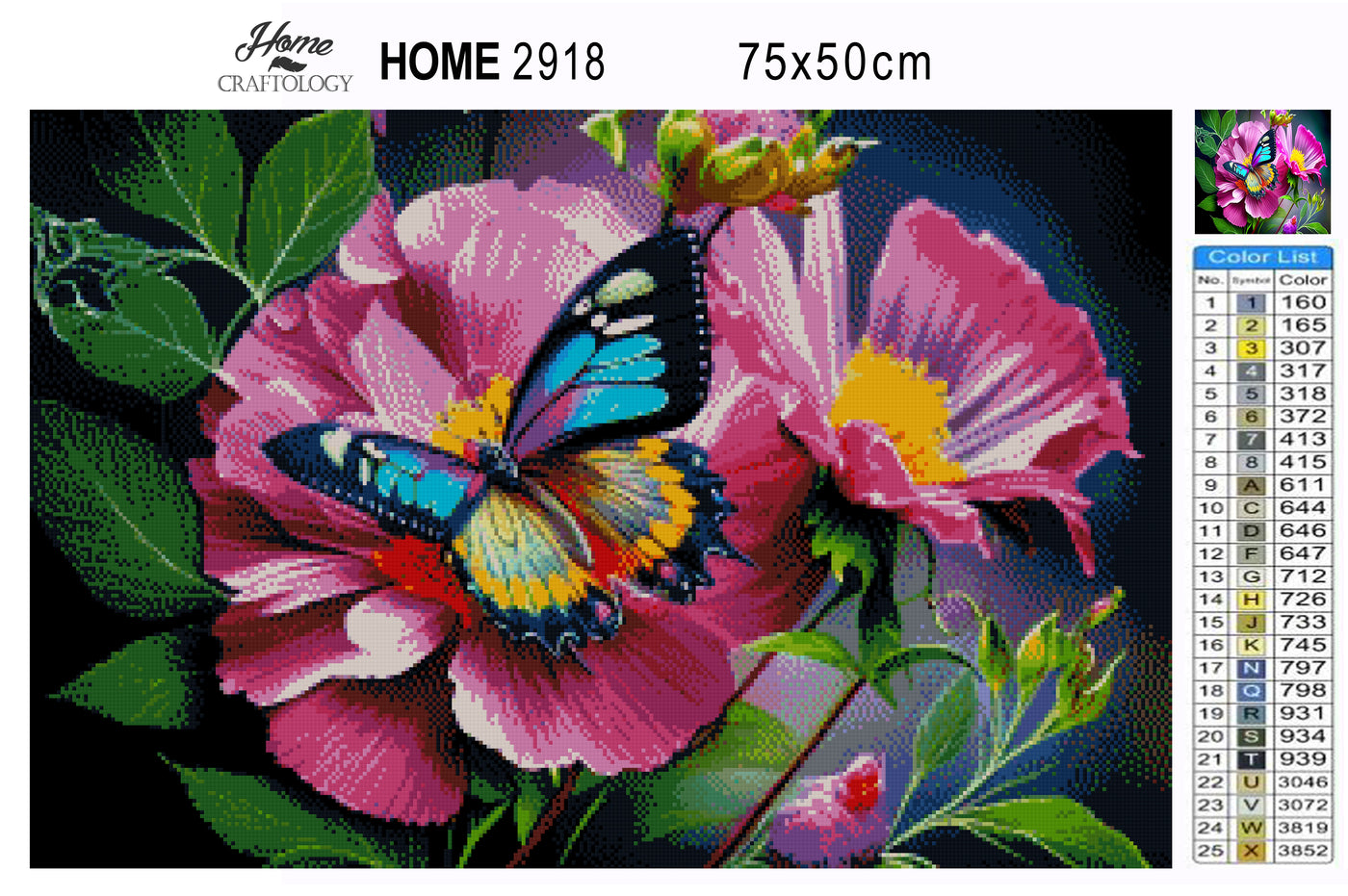Butterfly on Pink Flower - Premium Diamond Painting Kit