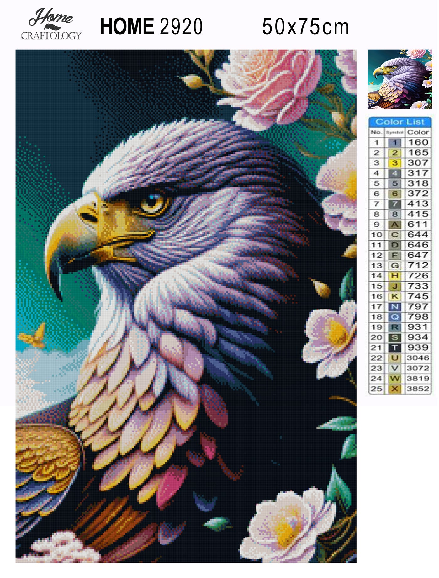 Eagle and Flowers - Premium Diamond Painting Kit