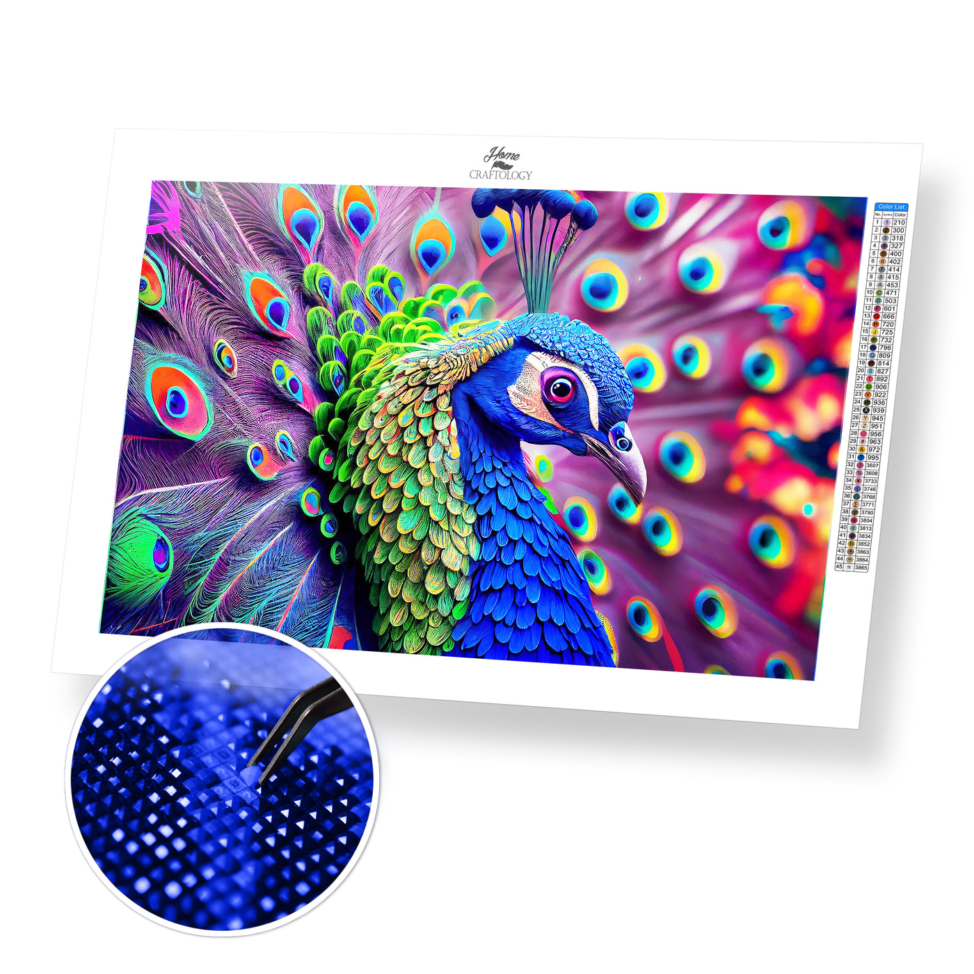 Peacock Close-up - Premium Diamond Painting Kit