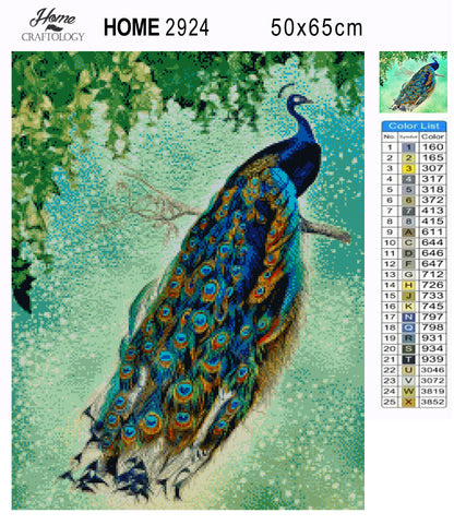 Peacock on a Branch - Premium Diamond Painting Kit