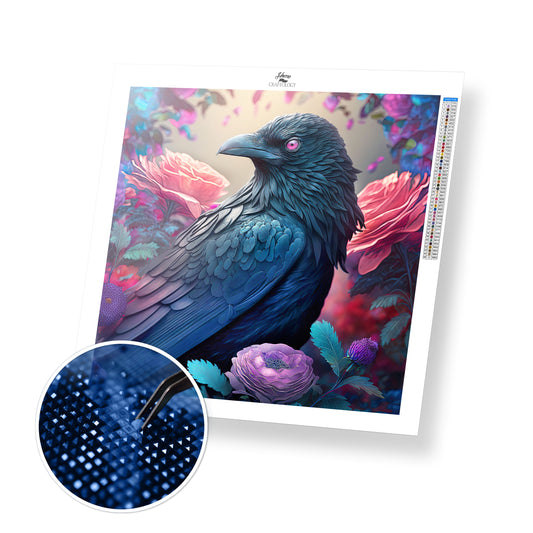 Raven with Pink Eyes - Premium Diamond Painting Kit