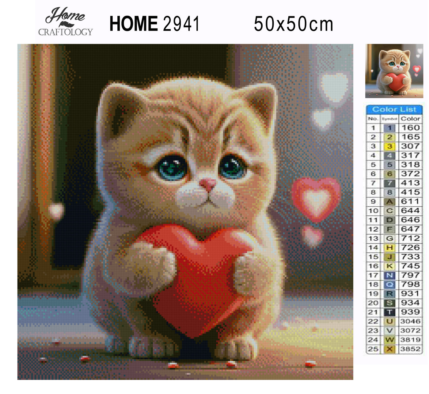 Cat with Heart - Premium Diamond Painting Kit