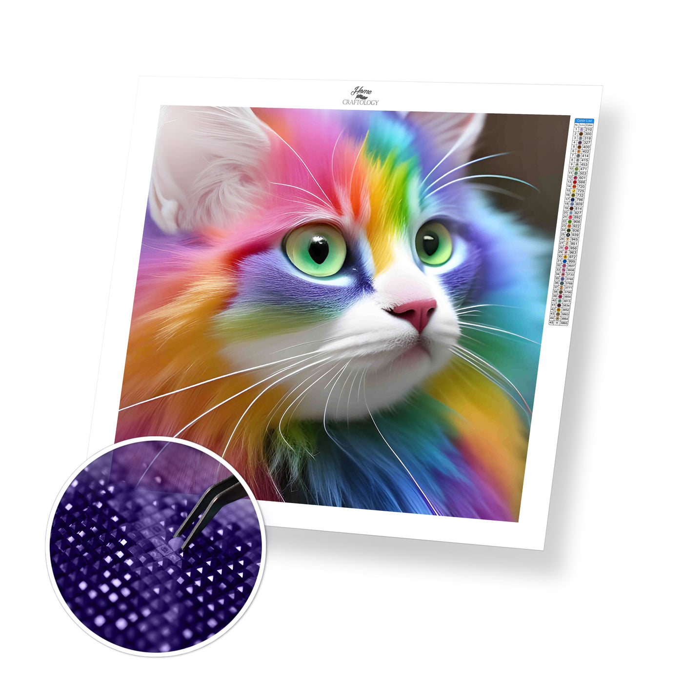 Cat's Colorful Face- Premium Diamond Painting Kit