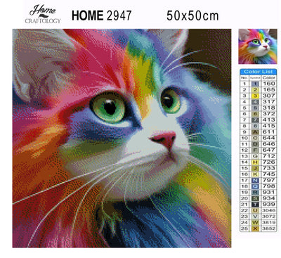 Cat's Colorful Face- Premium Diamond Painting Kit