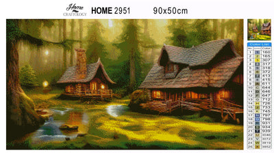 2 Cabins in the Forest - Premium Diamond Painting Kit