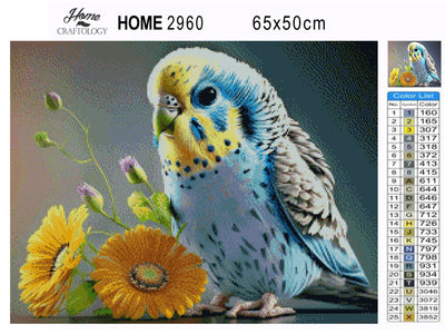 Bird and Sunflowers - Premium Diamond Painting Kit