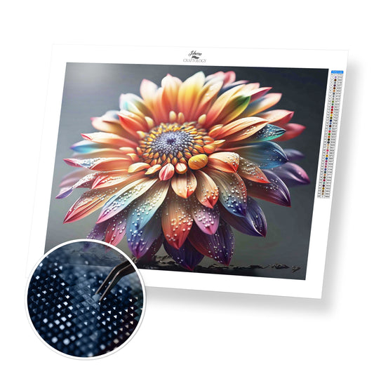 Colorful Flower with Droplets - Premium Diamond Painting Kit
