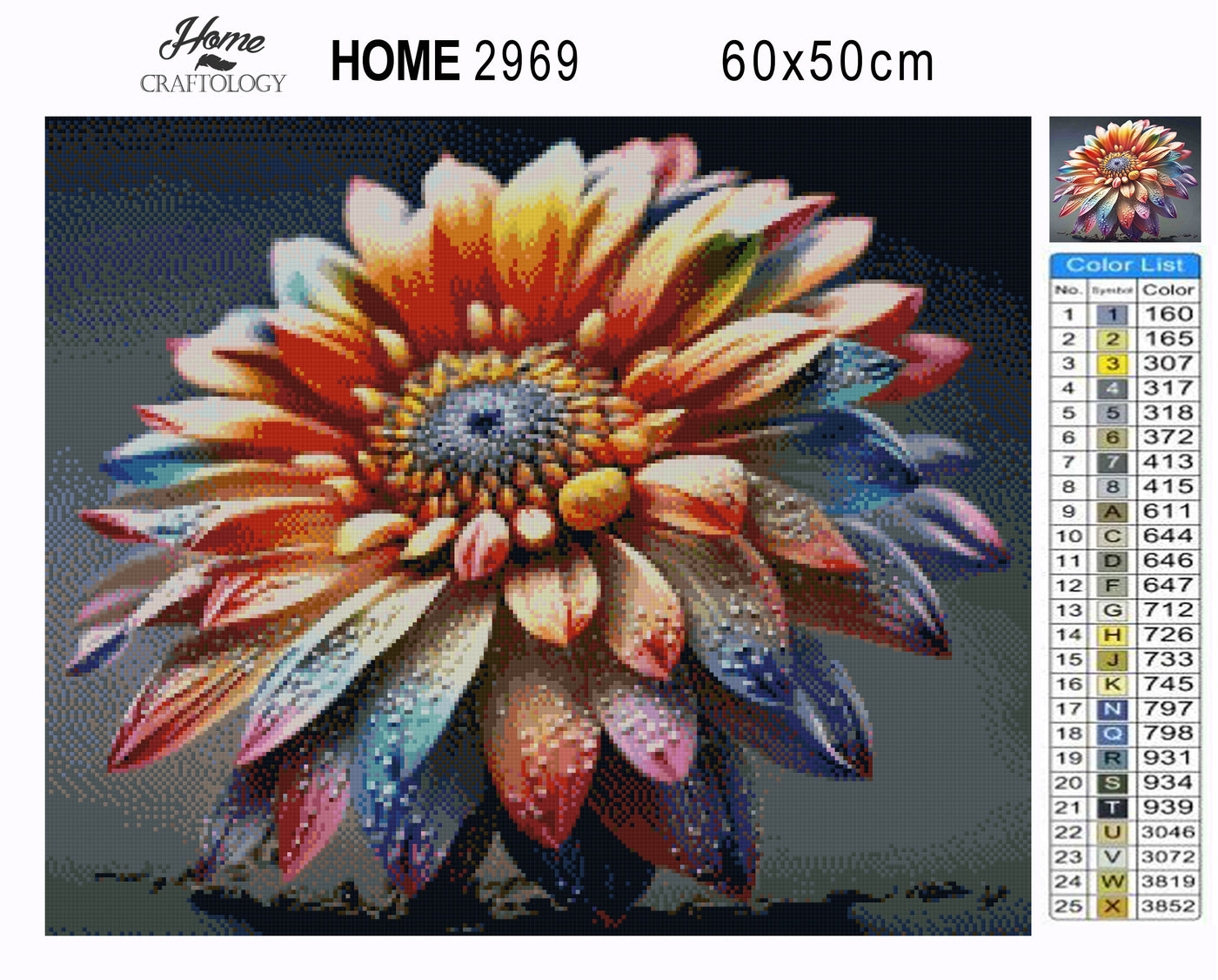Colorful Flower with Droplets - Premium Diamond Painting Kit