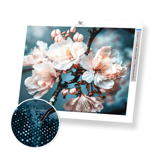 Pretty White Flowers - Premium Diamond Painting Kit