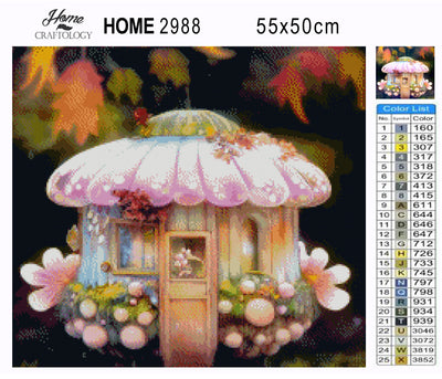 Pink Mushroom House - Premium Diamond Painting Kit