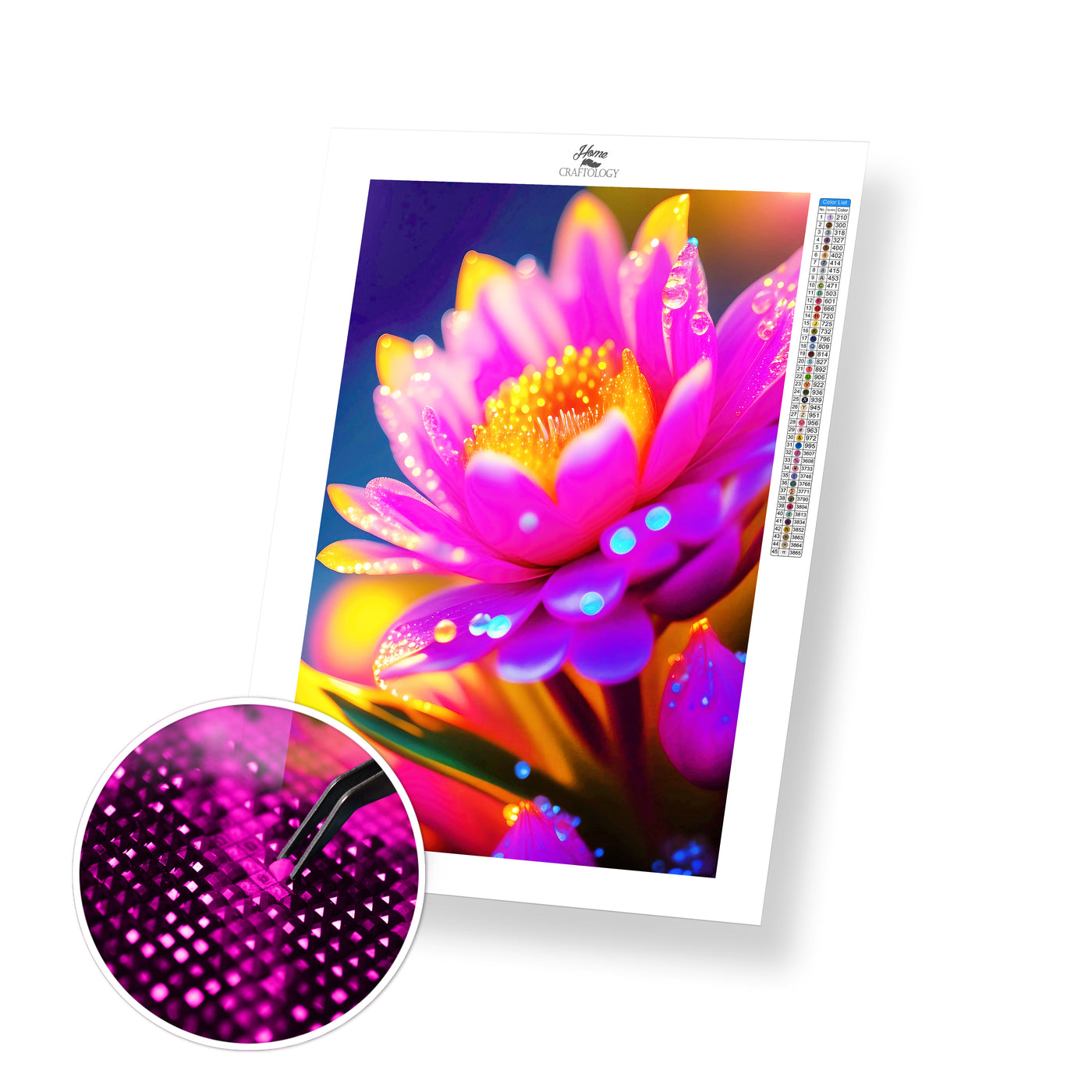 Pink Flower Close-up - Premium Diamond Painting Kit