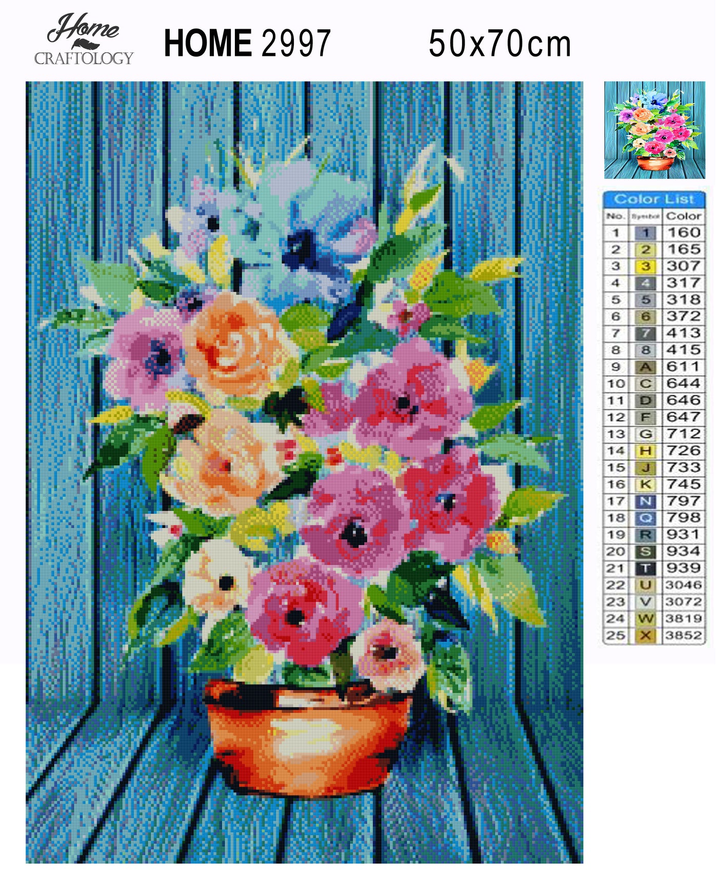 Watercolor Flowers in a Vase - Premium Diamond Painting Kit