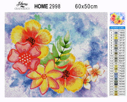 Yellow and Orange Flowers - Premium Diamond Painting Kit