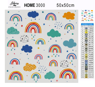 Clouds and Rainbows Wallpaper - Premium Diamond Painting Kit