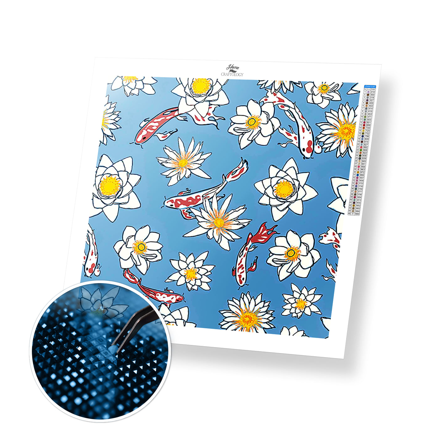 Flowers and Koi Wallpaper - Premium Diamond Painting Kit
