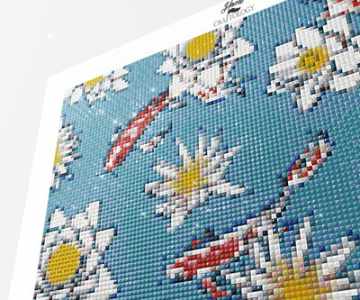 Flowers and Koi Wallpaper - Premium Diamond Painting Kit