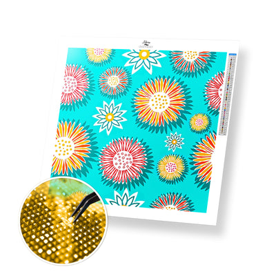 Summer Flowers Wallpaper - Premium Diamond Painting Kit