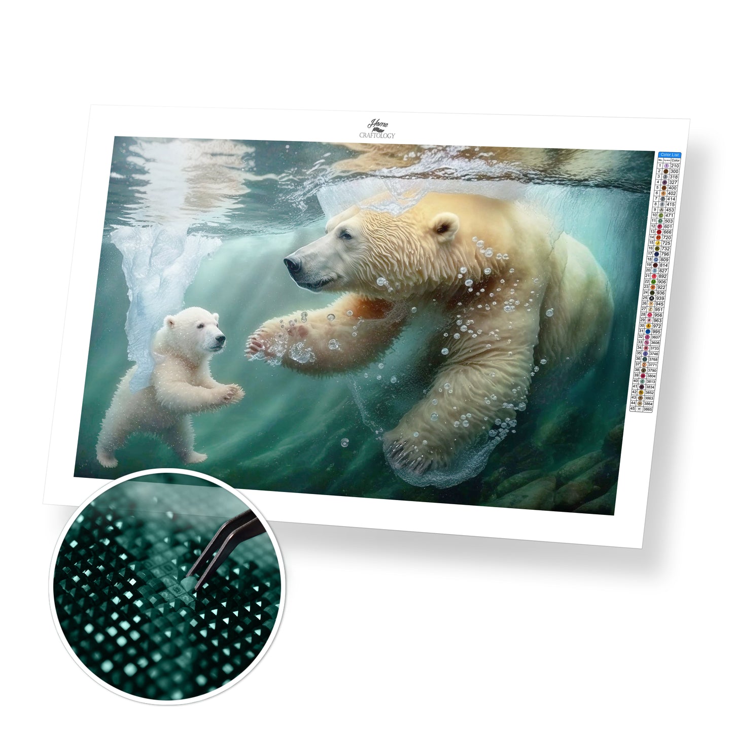 Mommy and Baby Polar Bears - Premium Diamond Painting Kit