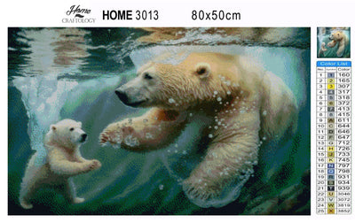 Mommy and Baby Polar Bears - Premium Diamond Painting Kit