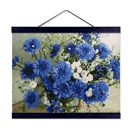 Blue Flowers - Premium Diamond Painting Kit