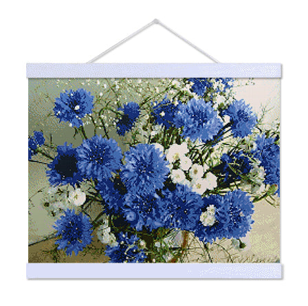 Blue Flowers - Premium Diamond Painting Kit
