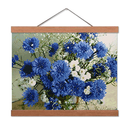 Blue Flowers - Premium Diamond Painting Kit