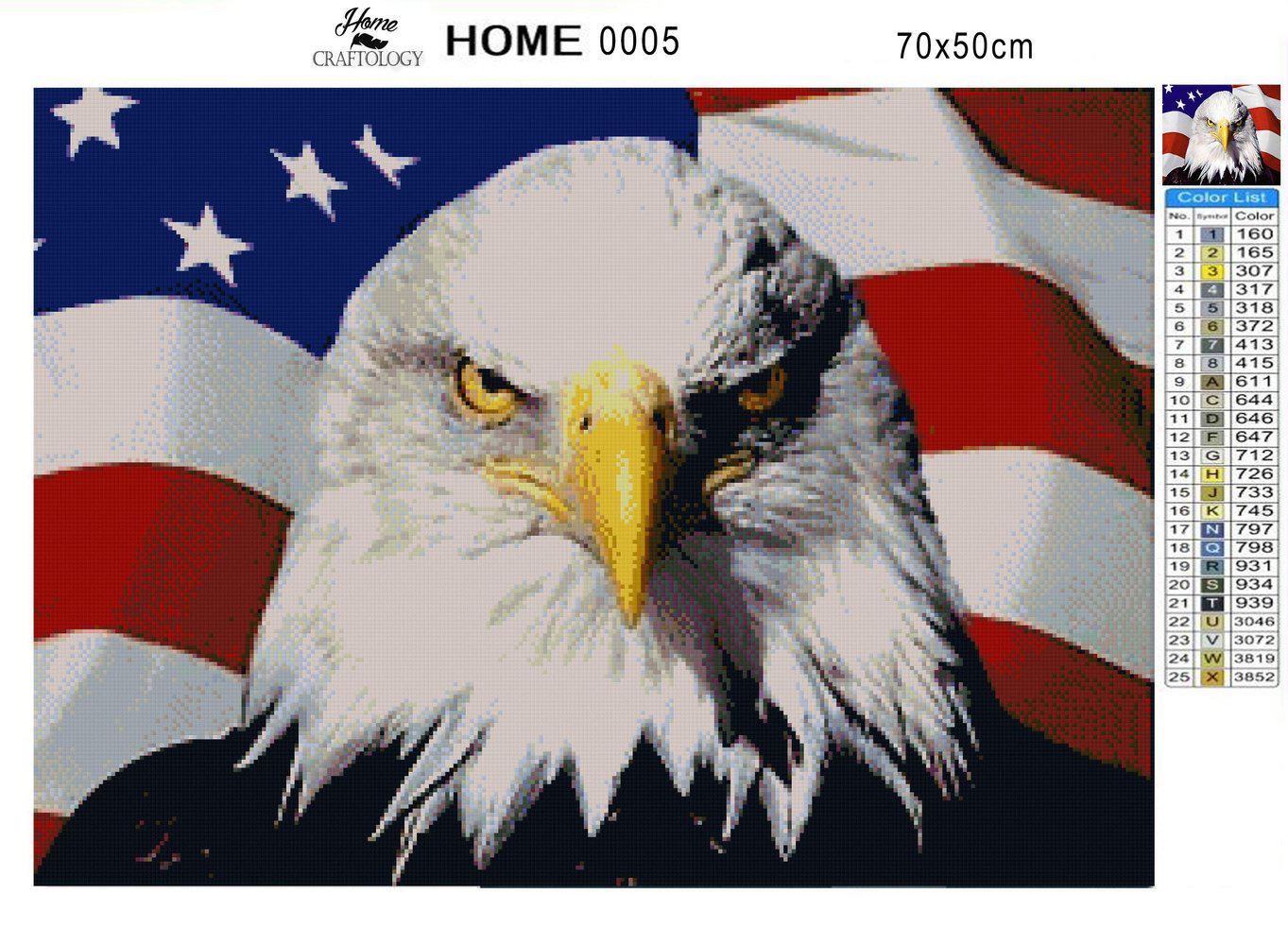 American Flag with Eagle Close-up - Premium Diamond Painting Kit