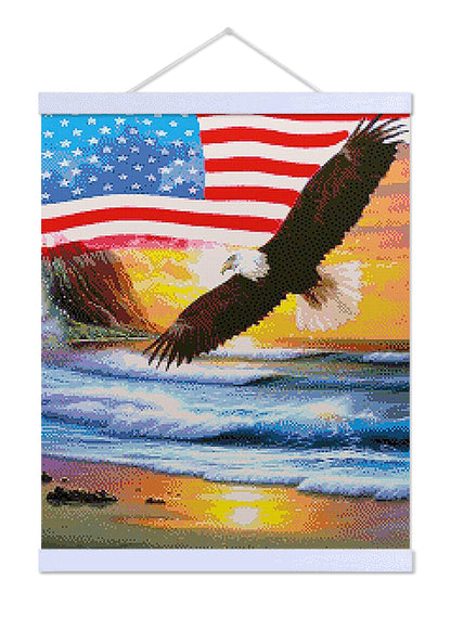 American Flag with Eagle Flying - Premium Diamond Painting Kit