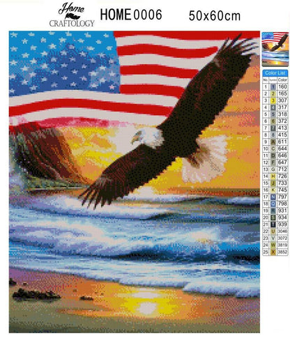 American Flag with Eagle Flying - Premium Diamond Painting Kit