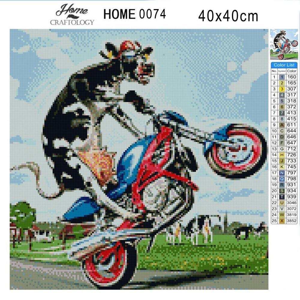 Cow Motorcycling - Premium Diamond Painting Kit