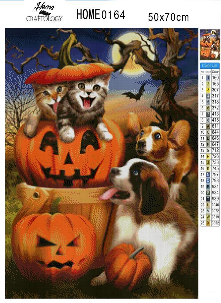 Halloween Cats and Dogs - Premium Diamond Painting Kit