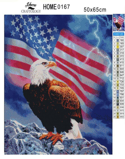 American Flag with Fierce Eagle - Premium Diamond Painting Kit