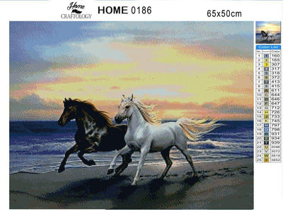 Horses Running on the Beach- Premium Diamond Painting Kit