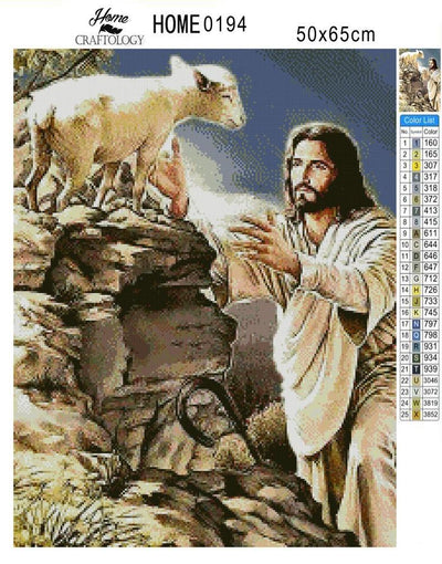 Jesus and Sheep - Premium Diamond Painting Kit