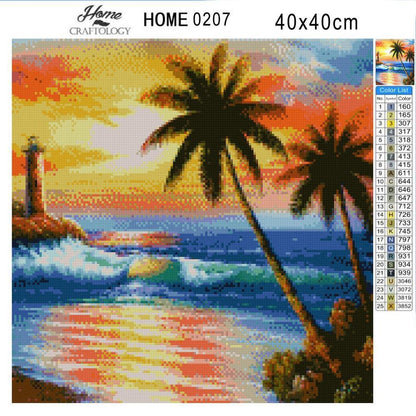 Lighthouse and Tree - Premium Diamond Painting Kit