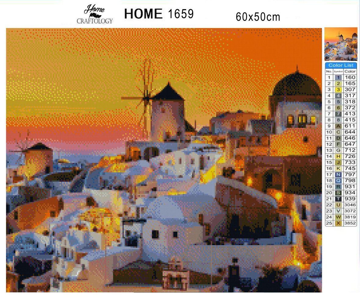 Greek Islands Sunset - Premium Diamond Painting Kit