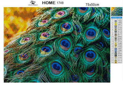 Green and Blue Peacock Feathers - Premium Diamond Painting Kit