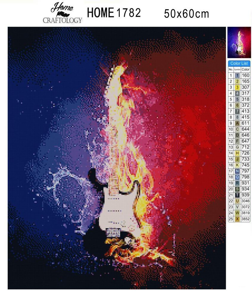 Water and Fire Guitar - Premium Diamond Painting Kit