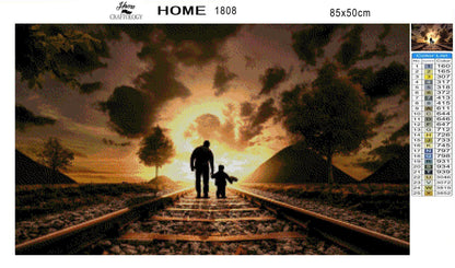 Father and Son Walking - Premium Diamond Painting Kit