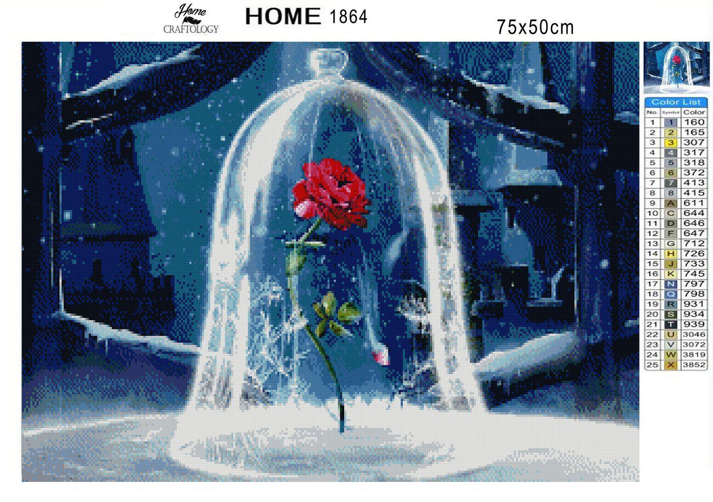 Beauty and The Beast Glass Rose - Exclusive Premium Diamond Painting Kit