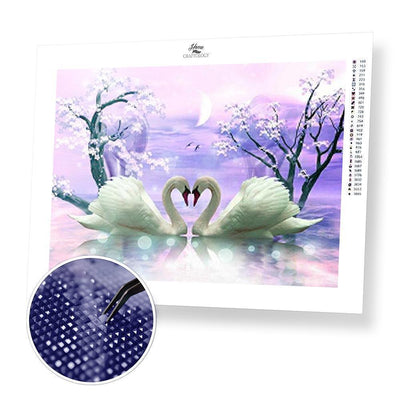 Kissing Swans - Diamond Painting Kit - Home Craftology