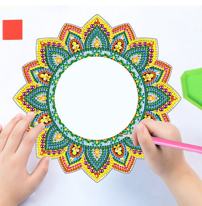 Green and Yellow Flower - Diamond Painting Mirror