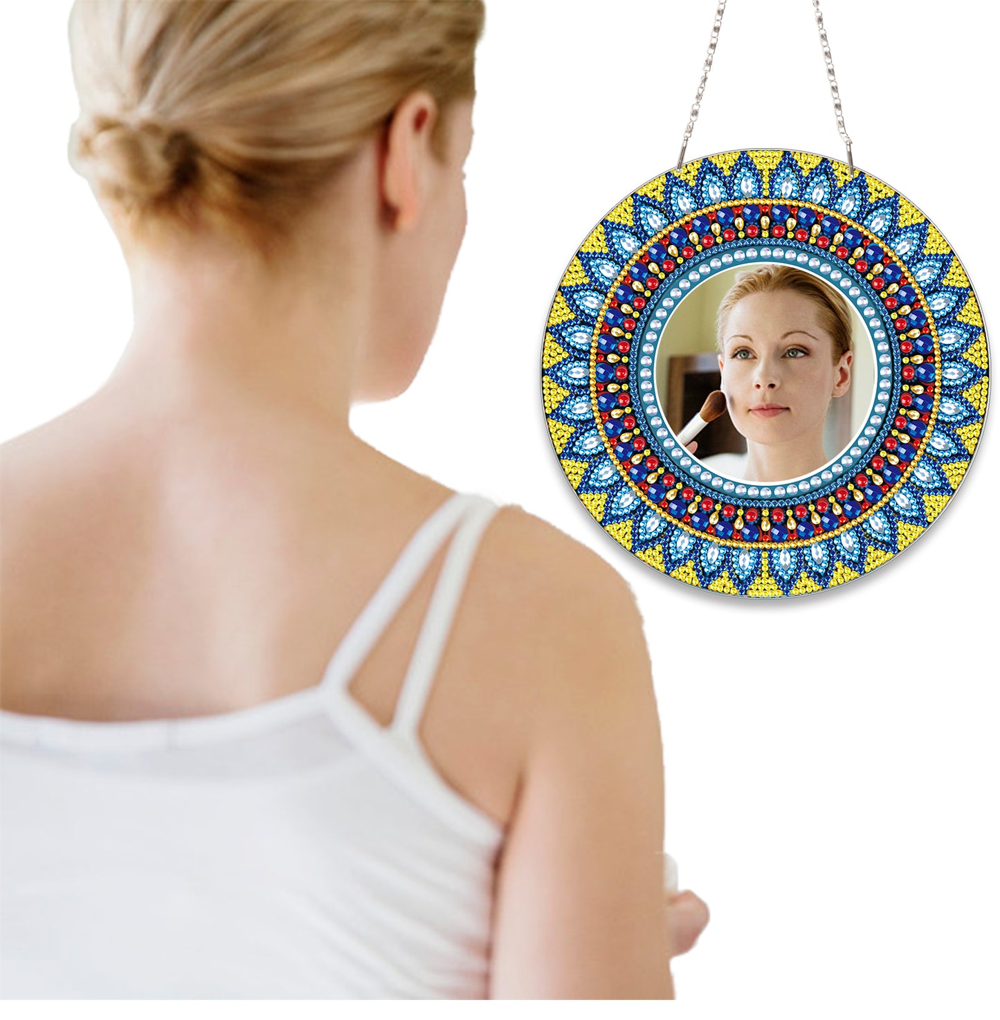 Blue and Yellow Sun - Diamond Painting Mirror