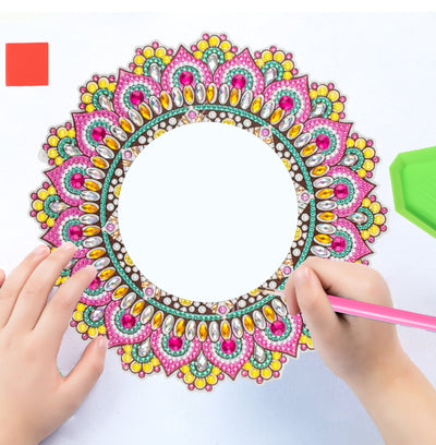 Pink and Yellow Flower - Diamond Painting Mirror