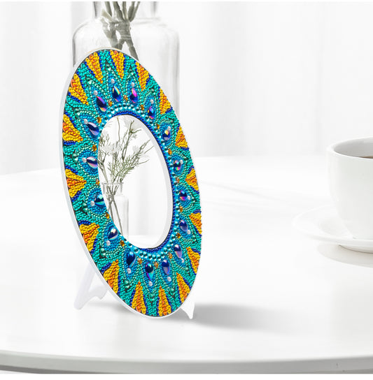 Light Blue and Blue Sun - Diamond Painting Mirror